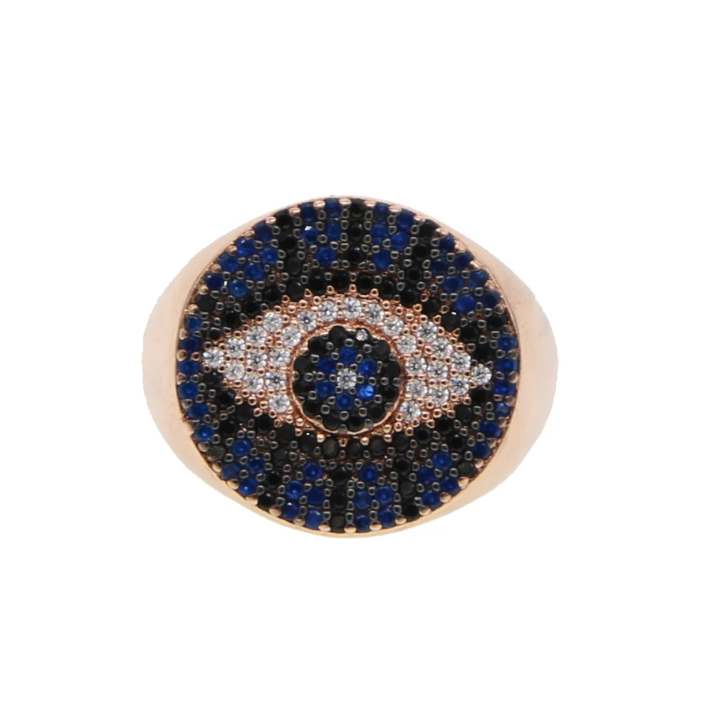 Розовый золотой цвет на удачу evil eye blue cz кольцо вечности группа engaement лента милая очаровательная девушка женщины циркония сглаза палец кольца