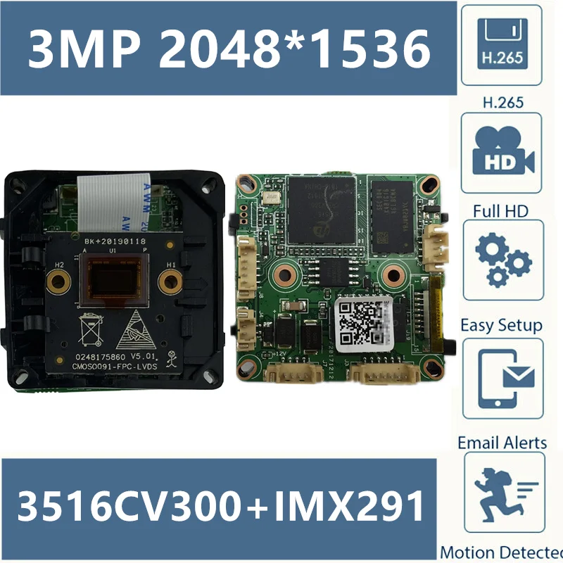 Плата модуля ip камеры Sony IMX291 + 3516C 3MP 2048*1536 StarLight с низким освещением CMS XMEYE P2P|ip camera