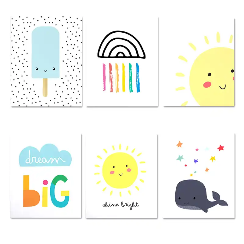 Shine Bright Smile Sun Baby Nursery Canvas Poster Sunshine Print Inspirational Quote Painting Nordicdecor Picture For Kids Room Painting Calligraphy Aliexpress