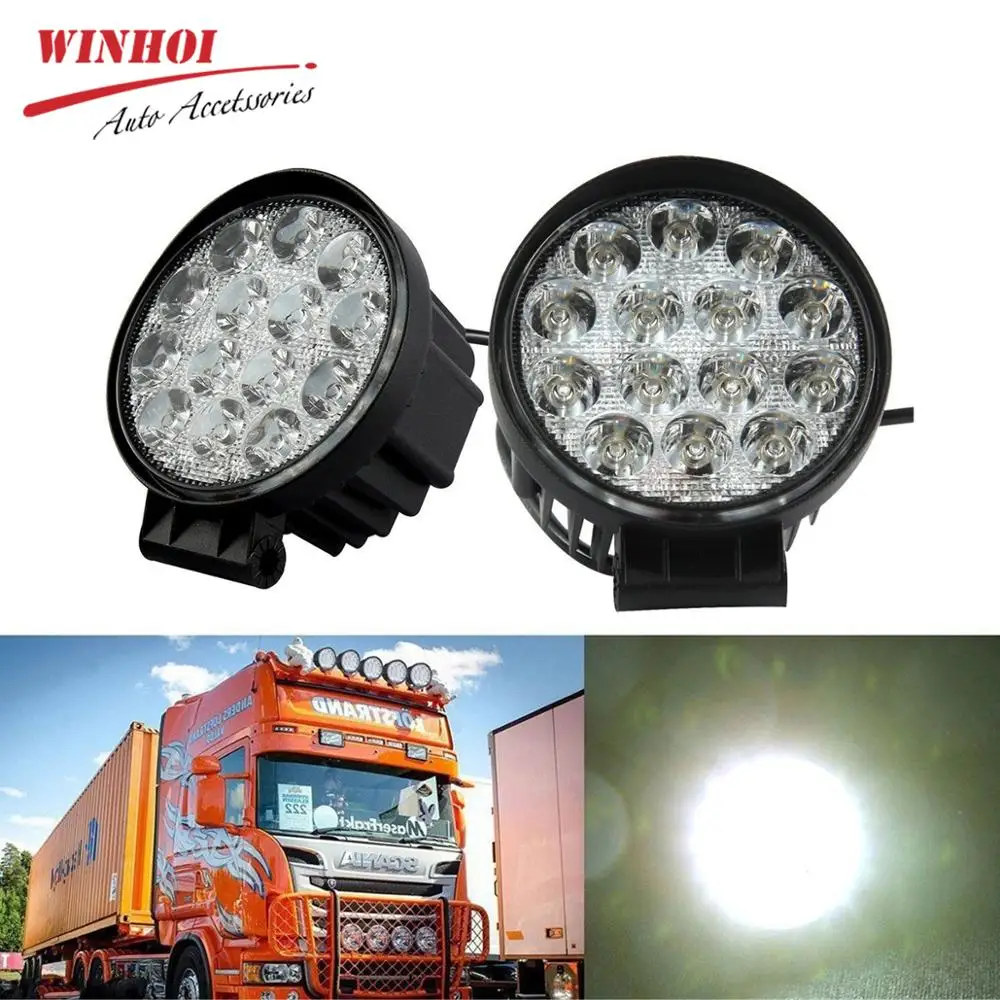

4.3" 42W Led Work Light 12V Round Spot Offroad Light 4WD 55mm Work LED Light Bar for Car Truck Tractors SUV Boat Workinglight