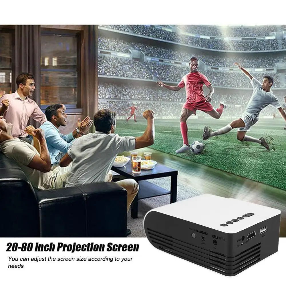 

Mini Portable 1080P LED Smart Projector Home Media Sport Gaming Player HDMI Home Theater with Remote-Control US UK EU Plug