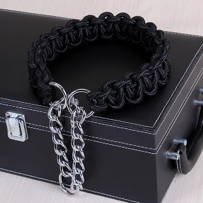 black Высокое качество усовершенствованный цветной ошейник для больших собак немецкая овчарка ходьба собака P короткое цепное ожерелье для средних и больших собак - Цвет: black