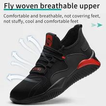 Men's Steel Toe Cap Protective Work Shoes Outdoor Anti Smashing Shoes Men Puncture Proof Safety Shoes Sneakers