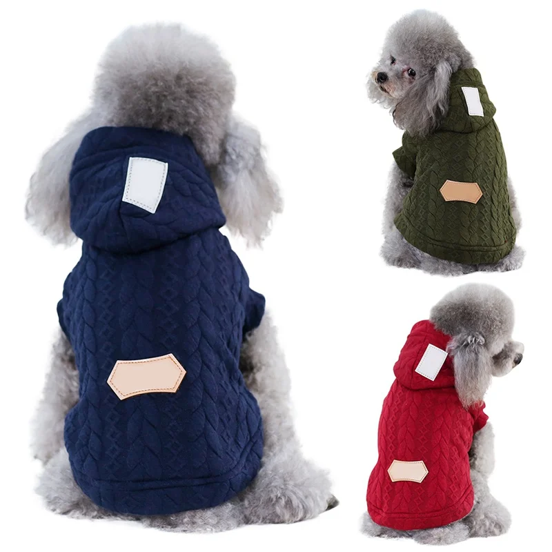 Трехцветные жаккардовые хлопковые пальто для домашних животных со шляпой, осенне-зимняя одежда для собак, свитера, Свитера для питомцев, Свитера для собак, товары для домашних животных