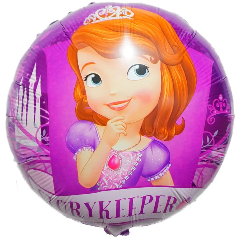 party balloons 5pcs/lot 18 inch round Cinderella style helium balloons for girl birthday gift Cinderella princess foil balloons - Цвет: 5pc sofia purple