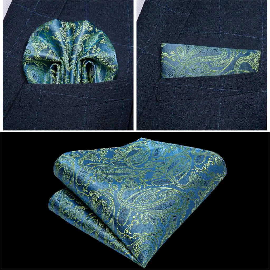 Men's Teal Blue Paisley Fashion Wedding Men Silk Waistcoat Vest Bowties Hanky Cufflink Cravat Set for Suit Tuxedo DiBanGu MJ-114 Men's Teal Blue Paisley Fashion Wedding Men Silk Waistcoat Vest Bowties Hanky Cufflink Cravat Set for Suit Tuxedo DiBanGu MJ-114