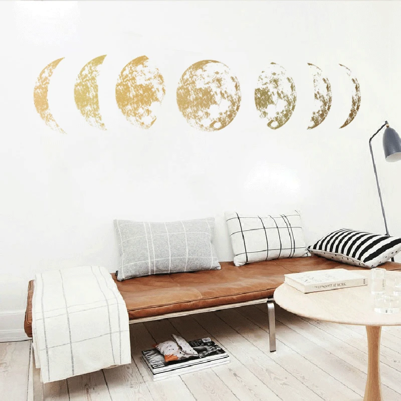 1PC Gold Moon phase 3D Wall Sticker Mural Art Decal for Bedroom Living Room Child Study Home Office Decor 115*21cm 1PC Gold Moon phase 3D Wall Sticker Mural Art Decal for Bedroom Living Room Child Study Home Office Decor 115*21cm