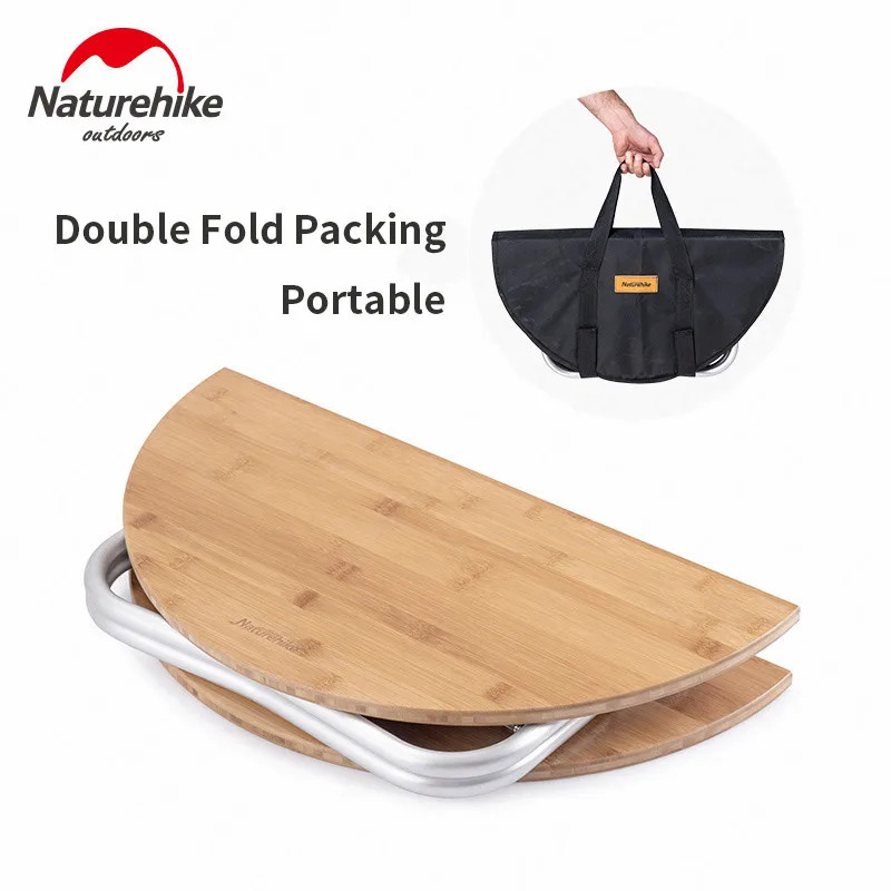  Naturehike Camping Foldable Round Table Bamboo Table Portable Bearing 30kg Outdoor Picnic BBQ Foldi