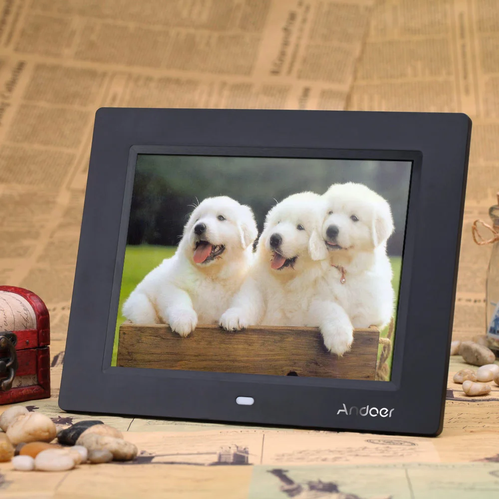 Andoer 8'' Ultrathin HD TFT-LCD Digital Photo Frame Alarm Clock MP3 MP4 Movie Player with Remote Desktop Digital Photo Frame