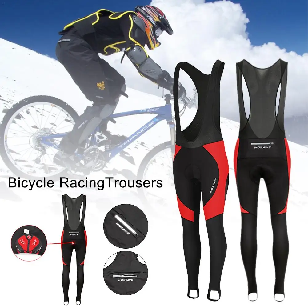 Велосипедные брюки дышащий материал, впитывающий влагу Брюки Зимняя теплая одежда для велоспорта с задним светоотражающим карманом на молнии