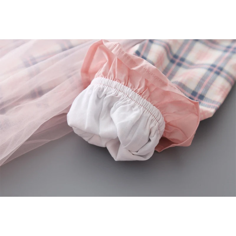 Розовое клетчатое платье для маленьких девочек vestido infantil/нарядное и свадебное платье-пачка принцессы с длинными рукавами на весну-осень, 3 года