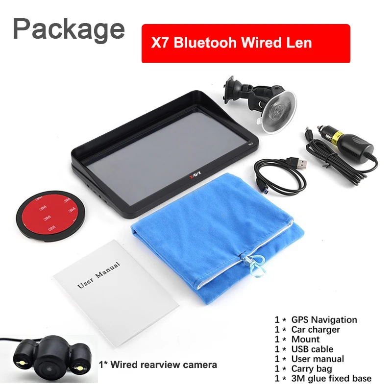 X7 BT-Wired Len XGODY 9 ''автомобильный грузовик gps навигация 256 МБ+ 8 Гб Сенсорный экран Sat Nav Bluetooth опционально карта Россия Navitel Европа навигатор - Размер экрана, дюймов: X7 BT-Wired Len