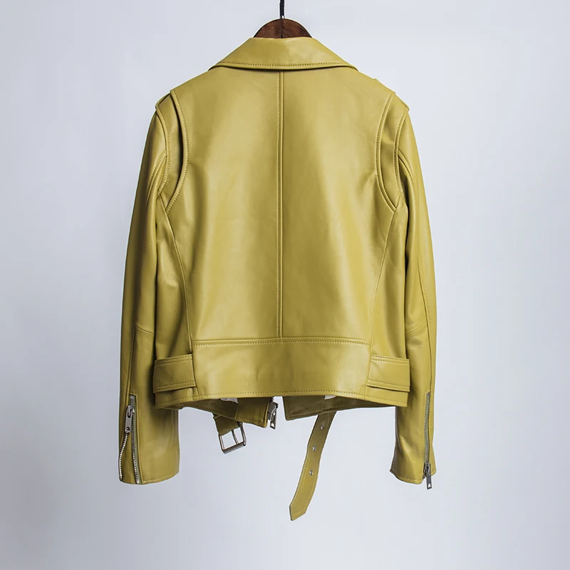 Autumn genuine leather jacket women nutural sheepskin leather moto biker coat female Dermal clothing real lesther blouse