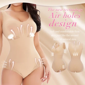 

Hollow Out Waist Trimmer Breathable Elastic Ribbed Butt Lifter Workout Tummy Control Hip Trainer Shapewear Women Thong Bodysuit