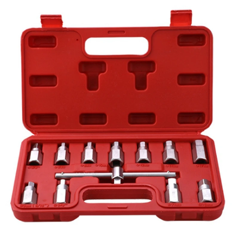 12 Piece Set 4S Auto Repair Oil Pan Oil Drain Screw Socket Wrench 3/8
