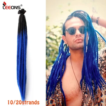 

Leeons 10/20Strands Handmade Dreadlocks Hair Extensions Crochet Hair Black Brown Synthetic Hair Dreadlocks For Men And Women 20"