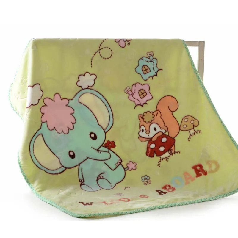 Высокое качество одеяло для новорожденных плюс утепленные, фланелевые Пеленальное Одеяло конверт коляска Мультяшные одеяла для новорожденных и детей ясельного возраста постельные принадлежности одеяло - Цвет: Green elephant