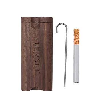 

COURNOT Wood Dugout Pipe Set 103MM Tobacco Wood Dugout Storage Container + Ceramic One Hitter Pipe Cigarettte Holder Accessories