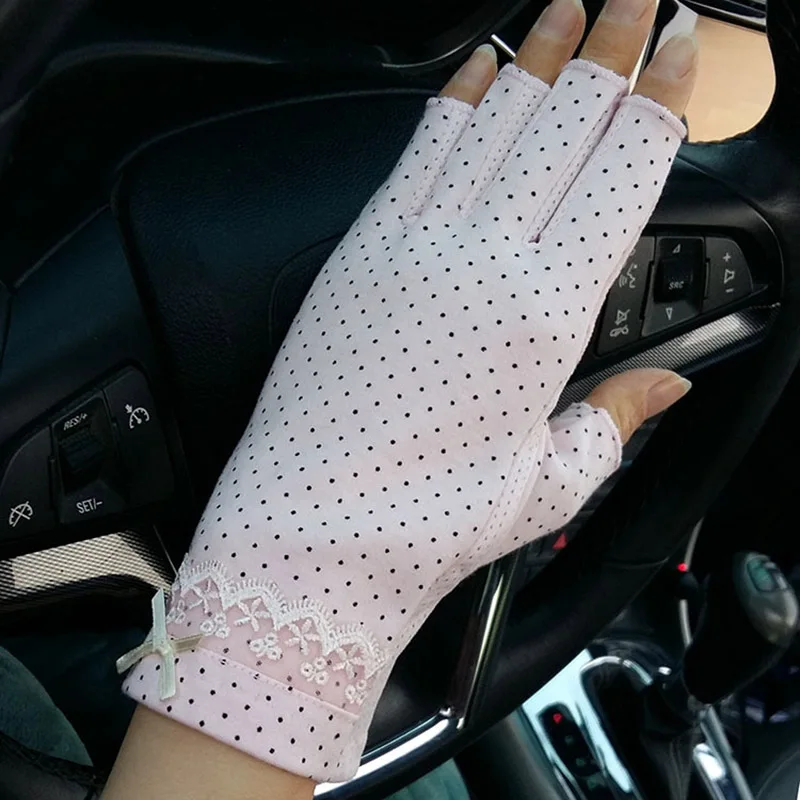 B83 Light Pink Женские летние уличные спортивные фитнес-велосипедные солнцезащитные Короткие солнцезащитные Перчатки женские тонкие хлопковые модные перчатки для вождения на полпальца L19 - Цвет: B83 Light Pink
