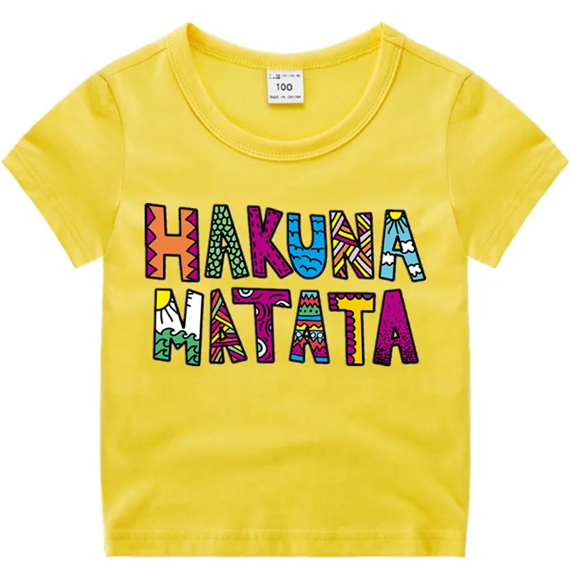 T125P-yellow Little Boy Girl Anime Hakuna Matata Cotton T-Shirt Summer Kid's DRAGON BAL Z Christmas Shirt Children Cartoon Toddler Tshirt - Цвет: T125P-yellow