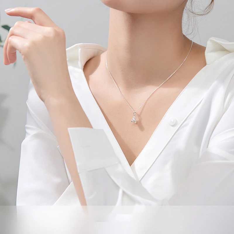 Modian New Simple Blooming Magnolia Flower Pendant Necklace for Women Adjustable Sterling Silver 925 Flora Necklace Fine Jewelry