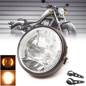 

Black Bracket Mount Universal 7" Motorcycle Bike Headlight LED Turn Signal Light