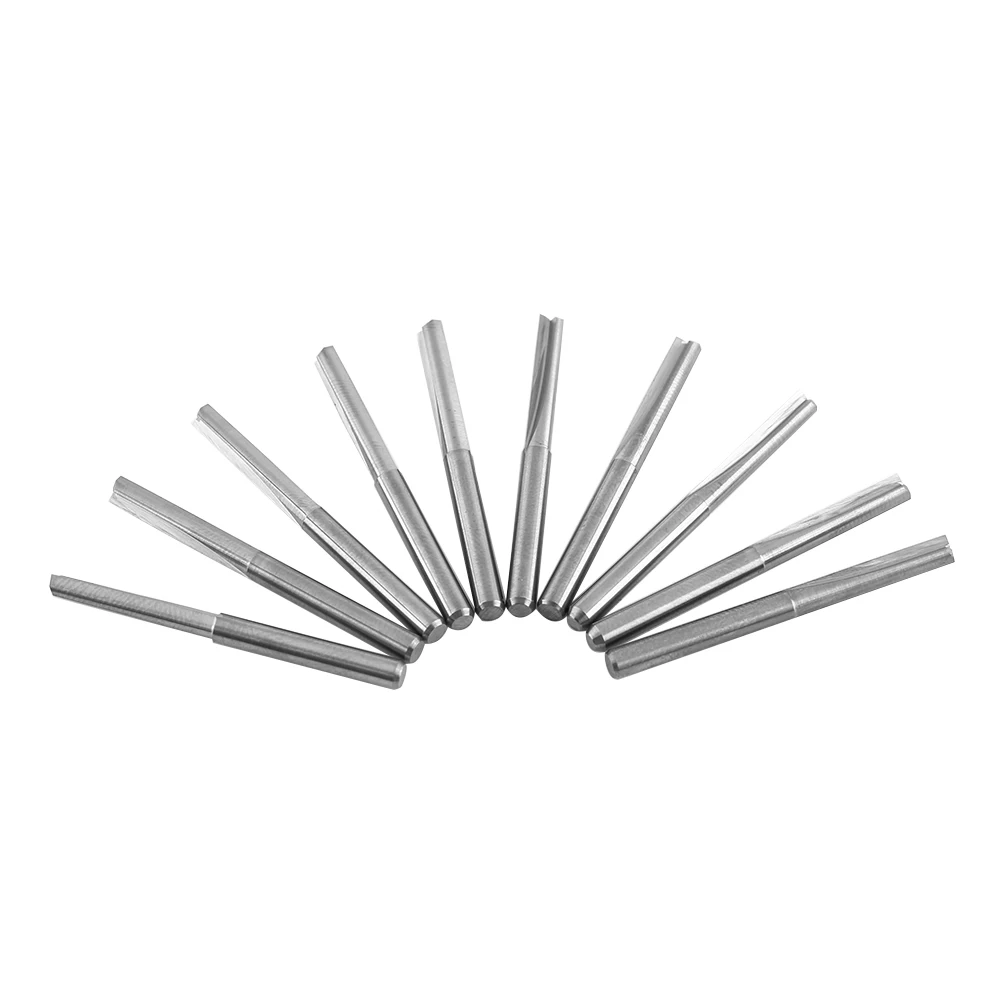 

10pcs 3.175mm End Mill CNC Milling Cutter Cutting Tools Double Straight Flutes Carbide Spiral Woodwork Router Bits