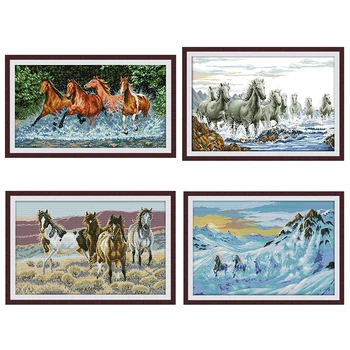 

Running horse animal horse pattern cross stitch kits 14ct canvas printing DIY embroidery kits modern home decoration painting