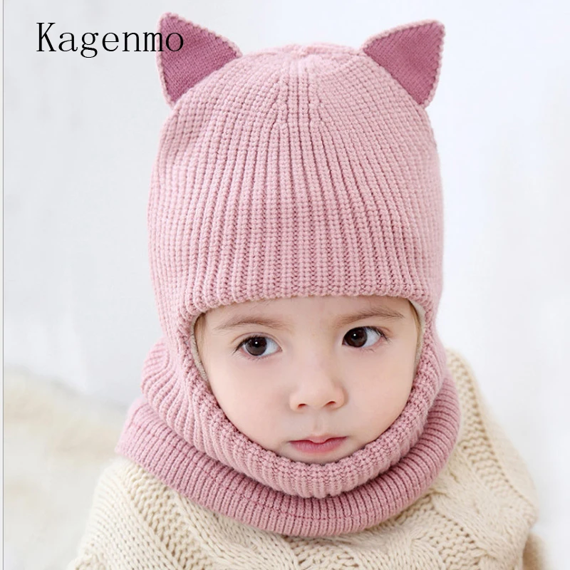 Kagenmo/хороший хлопок, детская зимняя шапка, толстый хлопок, открытый ветрозащитный замок, теплый длинный стиль, защита лица и шеи, от 2 до 5 лет
