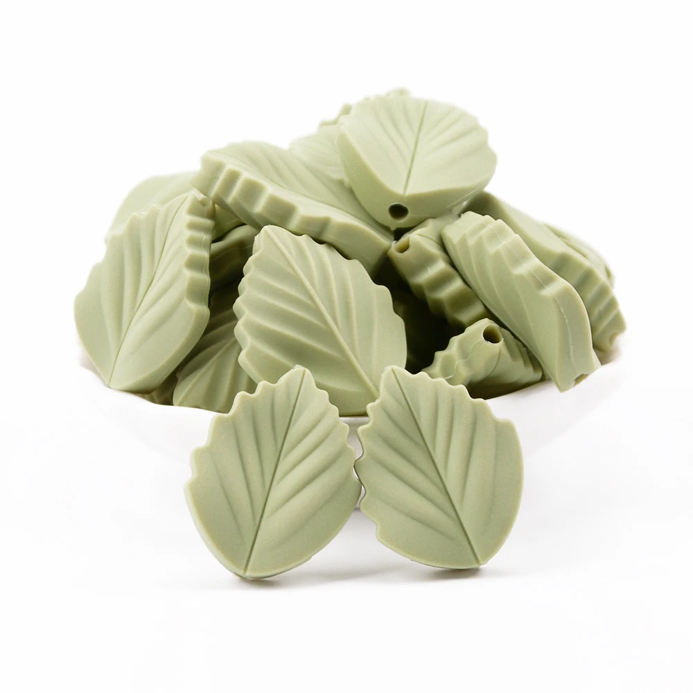 LOFCA 5 Stück süße Blatt-Silikonperlen, lebensmittelechtes BPA-freies Silikon, lebensmittelechte Perlen, DIY-Silikon-Schlüsselanhänger, Schmuckzubehör – Detail 12