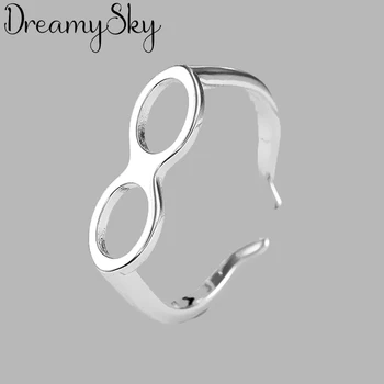 

Punk 925 Sterling Silver Glasses Finger Rings For Women Antique Ring Christmas Gifts Jewelry