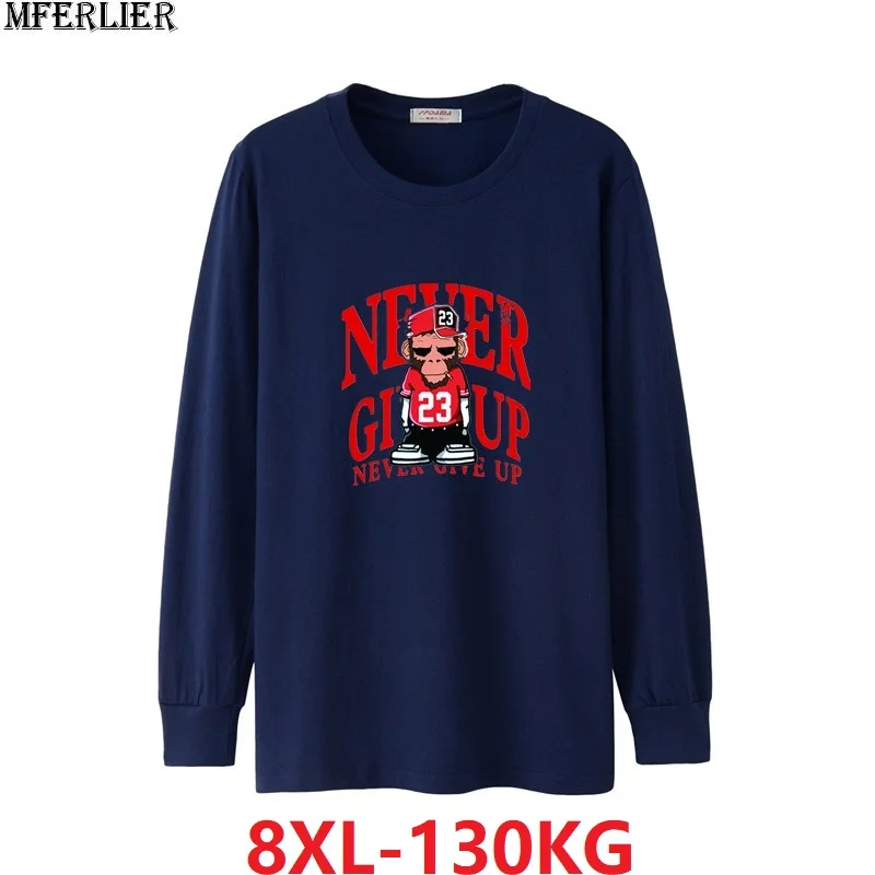 Весенние мужские футболки с длинным рукавом большие размеры 6XL 7XL 8XL зимняя