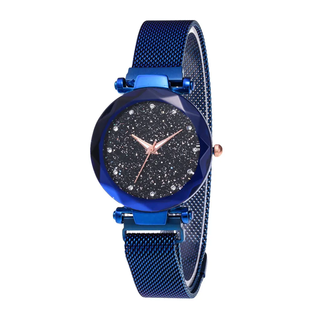 Reloj mujer, модные женские часы, звездное небо, часы для девушек, магнит, камень, Милан, сетчатый ремень, женские часы, bayan kol saati