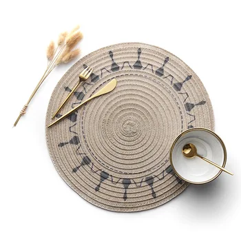 

Japanese Style Hotel Round Table Insulation Pad Placemats Linen Non Slip Table Mat Kitchen Accessories Decoration Homestay Home