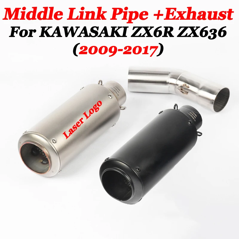 Motorcycle Full Exhaust System Slip on For 2009 2015 Kawasaki Ninja ZX6R 636 Exhaust Muffler
