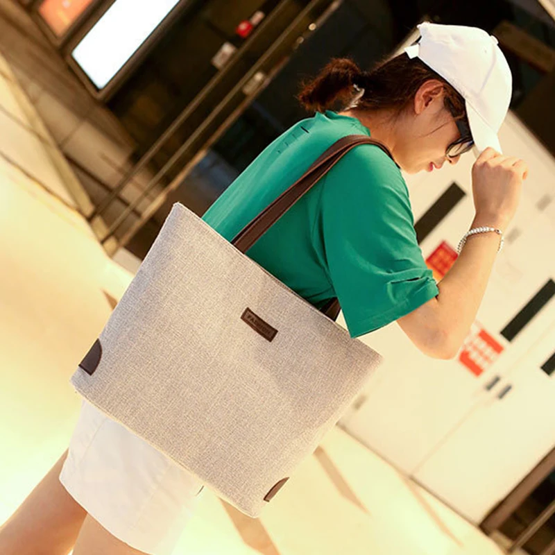Casual Canvas Totes Bag Dames Grote Capaciteit Schoudertas Boodschappentas Katoenen en Linnen Handvat Tas Eenvoudige Tote Sac_voghion.com