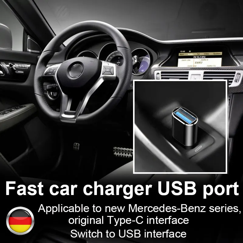 Переходник с Type C на USB 3 0 для зарядки и передачи данных Mercedes Benz CLA GLA/B/C/E/S/K Class W204 W205