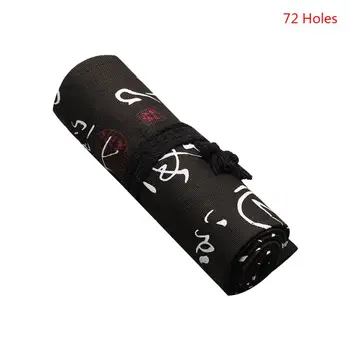 

12/24/36/48/72 Holes Cute Canvas Roll Pen Curtain Pencil Bag Case Makeup Pouch