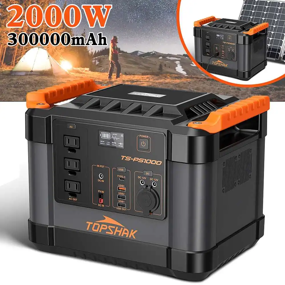 

1000W Solar Generator Battery Charger 300000mAh Portable Solar Power Station Outdoor Energy Power Supply 1100wh For Camping