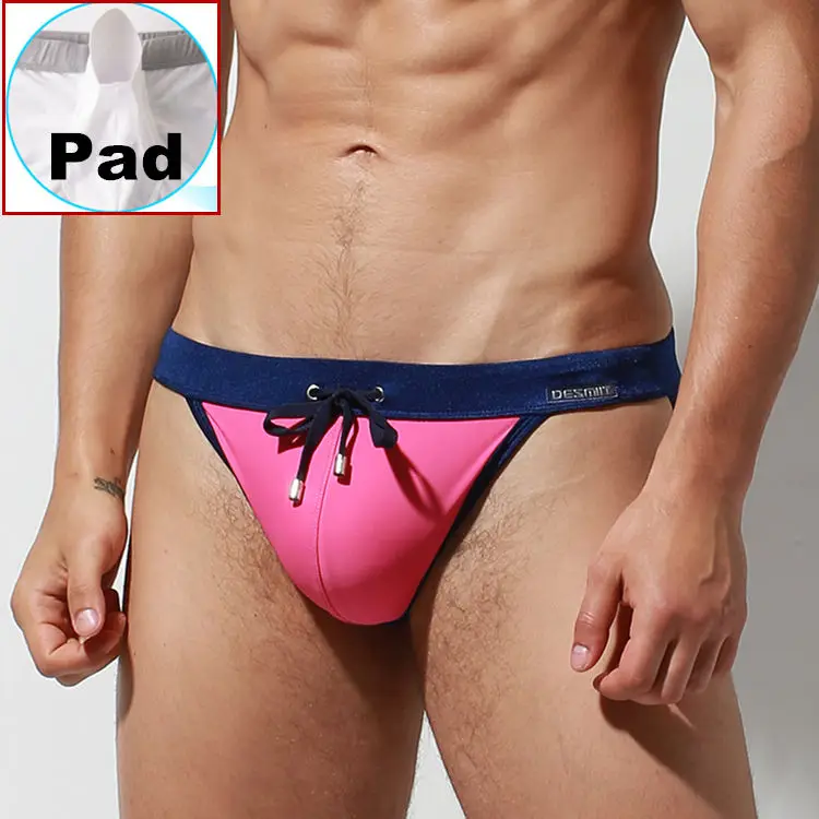 Новые Купальники DESMIIT трусы сексуальные мужские плавки пуш-ап плавки для юношей бикини-танга пляжные купальные шорты - Цвет: S3937 Pink