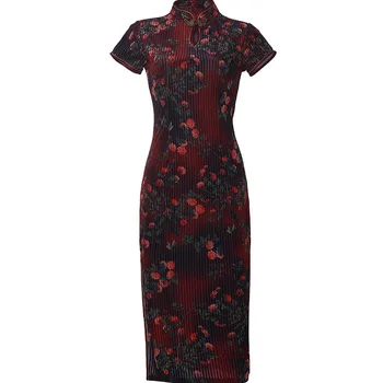 

Velour Cheongsam Plus Size 3XL Tight Flower Sexy 4XL Women Chinese Traditional Qipao Autumn New Bride Wedding Dress Vestidos