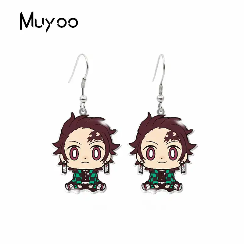 New Handmade Cute Earrings Anime Demon Slayer Tanjirou Nezuko Zenitsu Inosuke Characters Acrylic Epoxy Dangles Drop Earrings Aliexpress