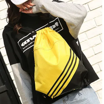 

Double Color Stitching Stripe Drawstring Bag Travel Backpack Sports Backpack Men Women Waterproof Nylon Storage Bag H66