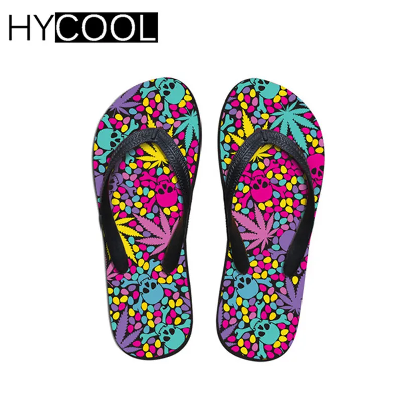 Hycool/шлепанцы в стиле панк с 3D принтом черепа; летние мужские пляжные вьетнамки; мужские резиновые повседневные уличные классные мужские резиновые шлепанцы;