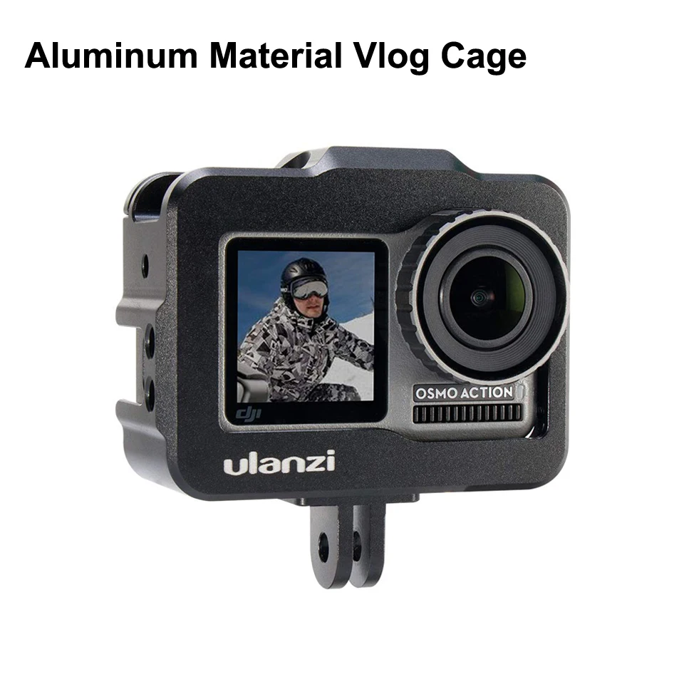 Ulanzi OSMO клетка для экшн-камеры, чехол для корпуса Vlogging с 2 холодными башмаками для DJI OSMO аксессуары для экшн-камеры - Цвет: Aluminum Vlog Cage