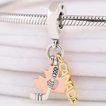 

Original Hockey Stick Maple Leaf And The Word Canada Pendant Beads Fit 925 Sterling Silver Charm Bracelet Diy Jewelry