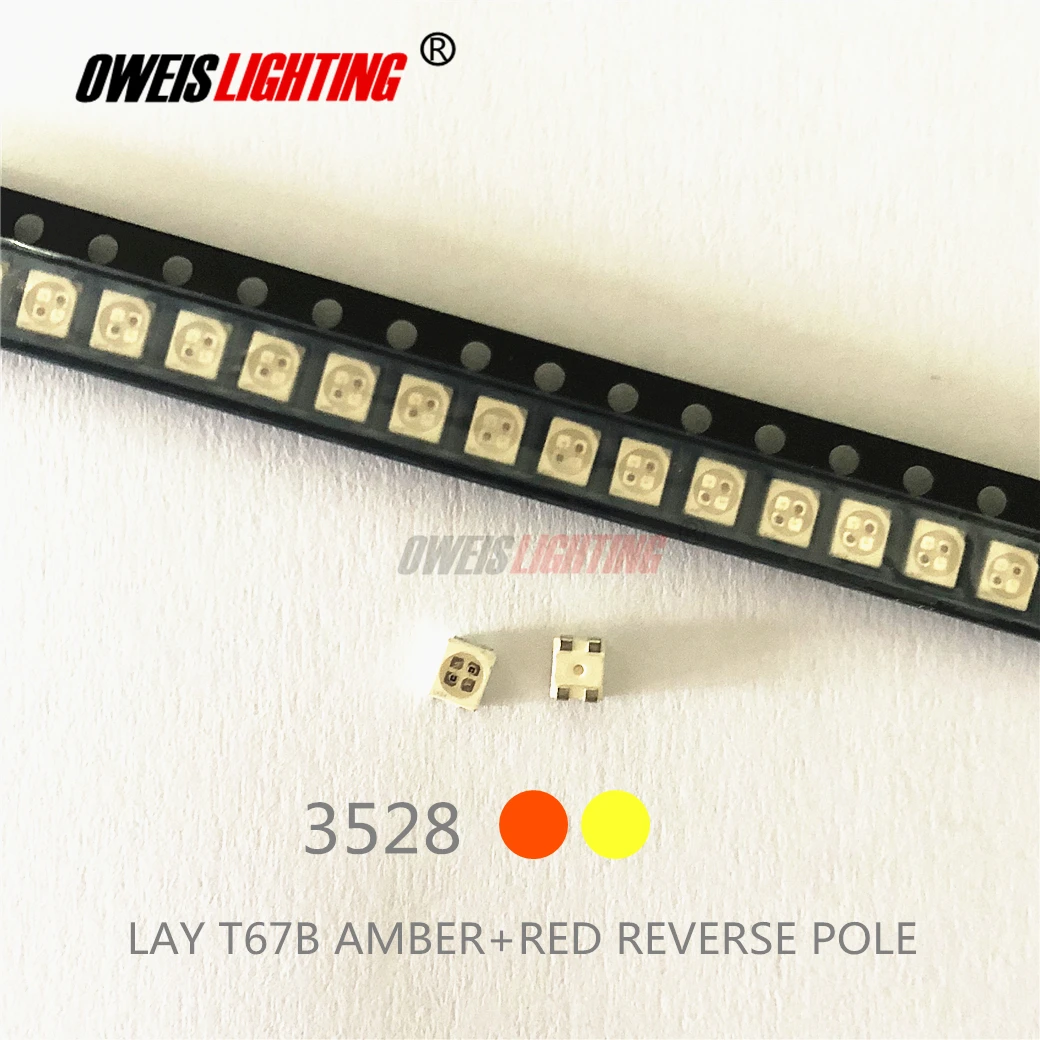 50 шт. 3528 янтарный + желтый PLCC-4 обратный столб 617nm 587nm 50mA 2V 0 1 w двухцветные smd