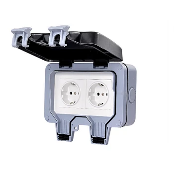 

Outdoor Wall Socket IP66 Waterproof Outdoor Bathroom Wall Power Socket EU Standard 16A Electrical Outlet Weatherproof DustProof