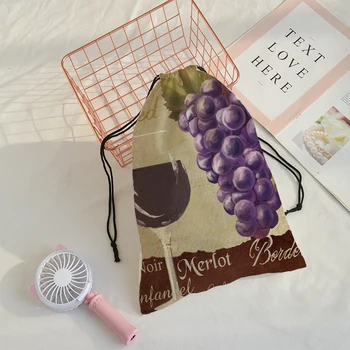 

The fruit oil painting speed pocket Customize bag Women Traveling Shoulder Bags Mochila Travel printing bag Draw string bags