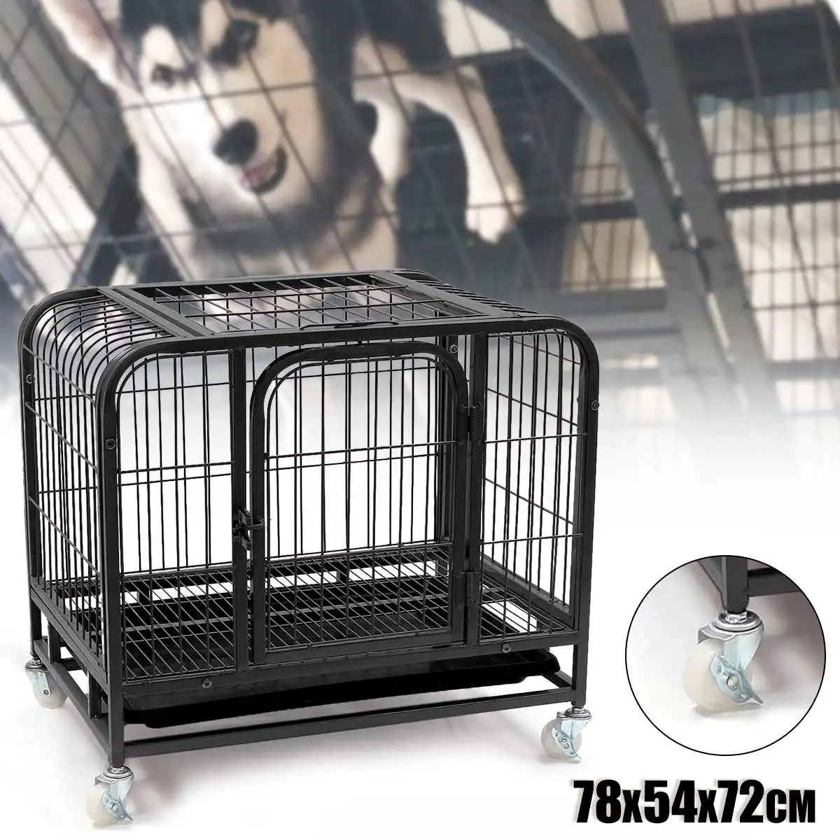 Large Heavy-Duty Folding Pet Dog Puppy Cage Cat Crate Carrier Wheels Pet Supplies 78x54x72cm Large Heavy-Duty Folding Pet Dog Puppy Cage Cat Crate Carrier Wheels Pet Supplies 78x54x72cm